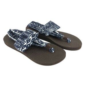 Rampage Womens Sling Sandals Thong Fabric Wrap Blue White Print Size 6